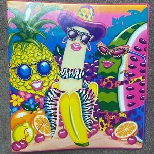 Lisa Frank Fruit Banana Pineapple Watermelon 3 Ring Binder MADE IN USA